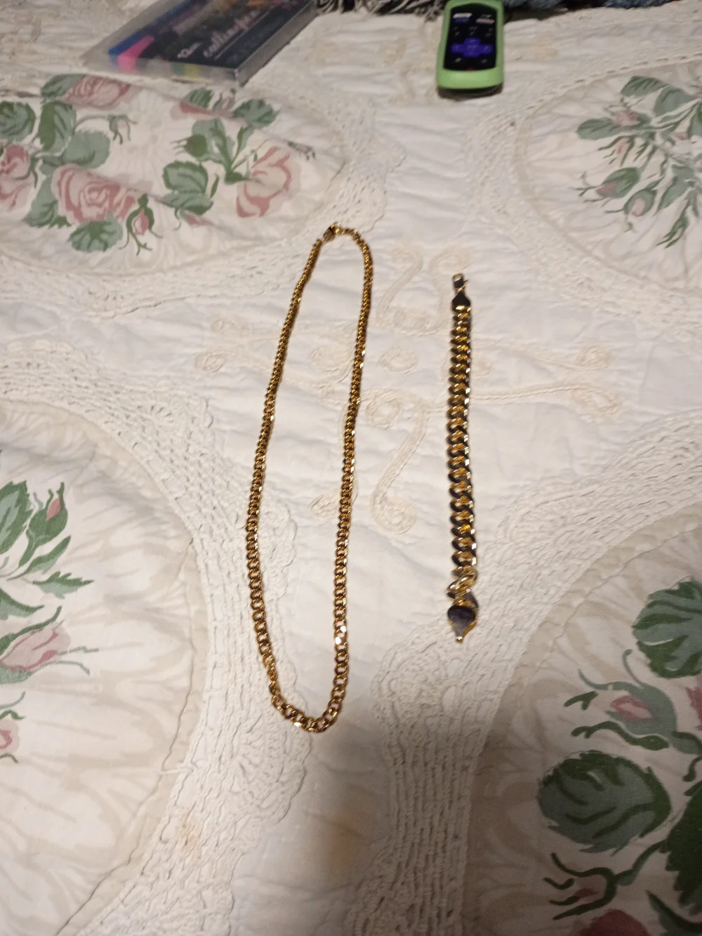 Gold Tone Cuban Link Bracelet for Men Or Women